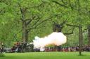 A gun salute in Green Park marked the first anniversary of the coronation (Yui Mok/PA)
