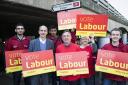 Lord Adonis with Labour's candidate for Hendon, Andrew Dismore, and party activists in Mill Hill