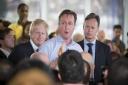 David Cameron, centre, with Boris Johnson and Matthew Offord, who is standing again for Hendon