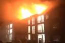 The fire broke out in the roof of Willow House on the Grange Estate on Wednesday morning