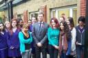Conservative Hendon MP, Matthew Offord, with students in Finchley