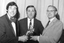 Respected: Reg Drury (right) and Denis Signy present a football writers' award to World Cup winner Gordon Banks