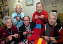Jewish Care’s chief executive Simon Morris (centre) joins in knitting scheme for Mitzvah Day