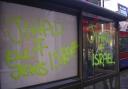 Words of hate: vandals daubed racist graffiti on a bus shelter in Temple Fortune