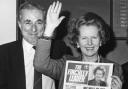 Dennis Signy pictured with Margaret Thatcher after her election as Finchley MP