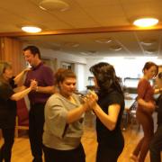 Dance instructor Mina Queen Salsa puts the dancers through their paces before tonight's performance