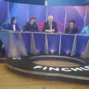 David Dimbleby quizzes pupils at Finchley Catholic High School