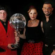 Winners of Dancing Strictly 2014, Till Pini and Lilian Taibi, with Strictly Come Dancing star Robin Windsor