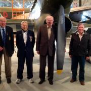 D-Day veterans flying officer Ken Hanna, flight lieutenant John Friedlander, flight lieutenant Harry Hardy and flying officer Angus Scott are reunited with the Hawker Typhoon.