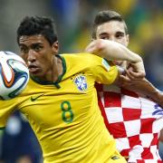 Paulinho battles with Croatia's Sime Vrsaljko. Picture: Action Images