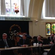 Michael Gove, Hendon candidate Matthew Offord, Edgware councillor Brian Gordon and Rabbi Zvi Hirsh Lieberman
