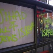 Words of hate: vandals daubed racist graffiti on a bus shelter in Temple Fortune