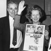 Dennis Signy pictured with Margaret Thatcher after her election as Finchley MP