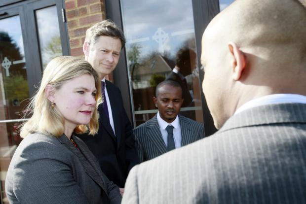 Justine Greening with Mathew Offord MP, Abubakar Ali and Mohamed Ali.