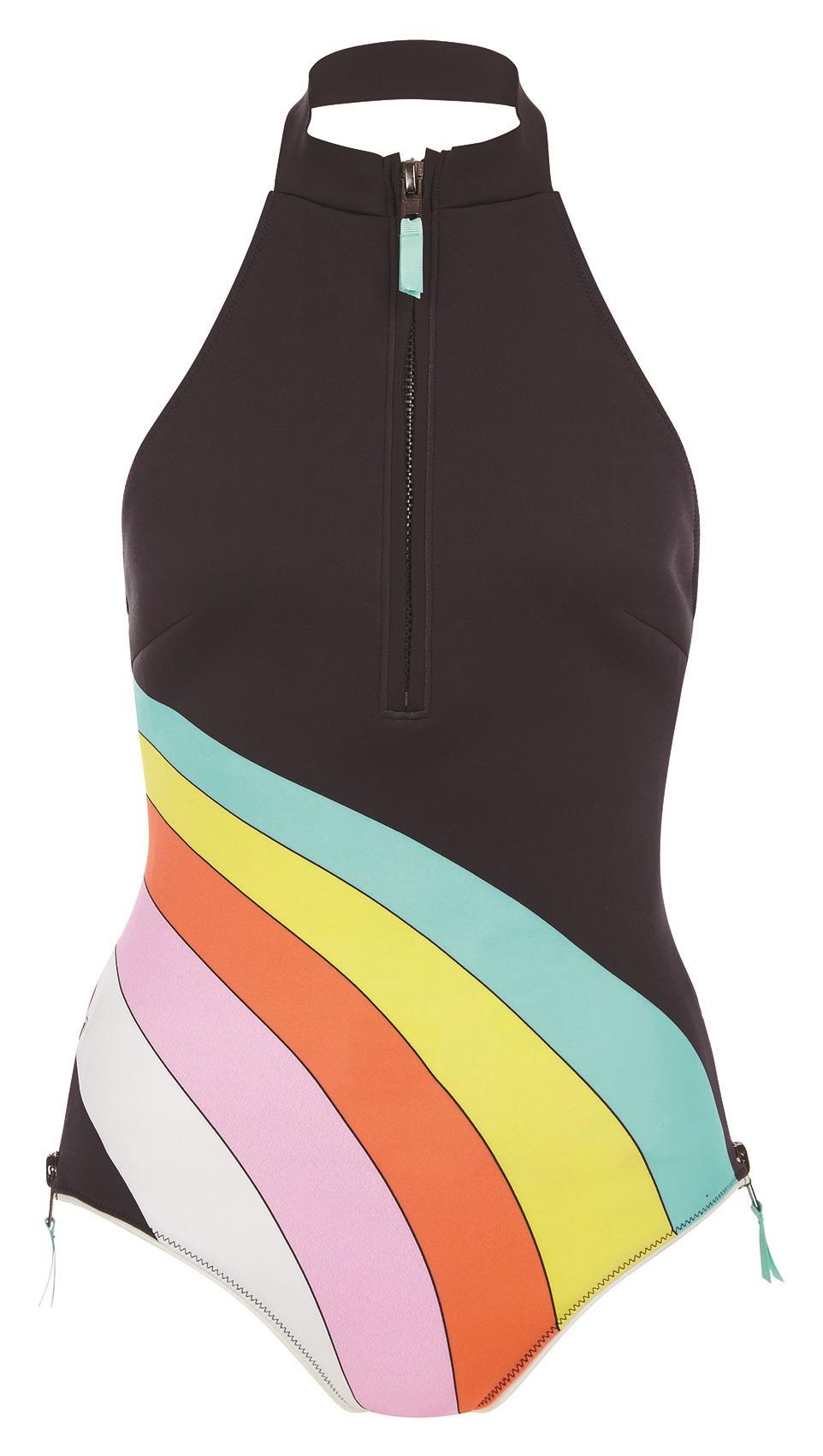 River Island, Black Rainbow Print Swimsuit, £40