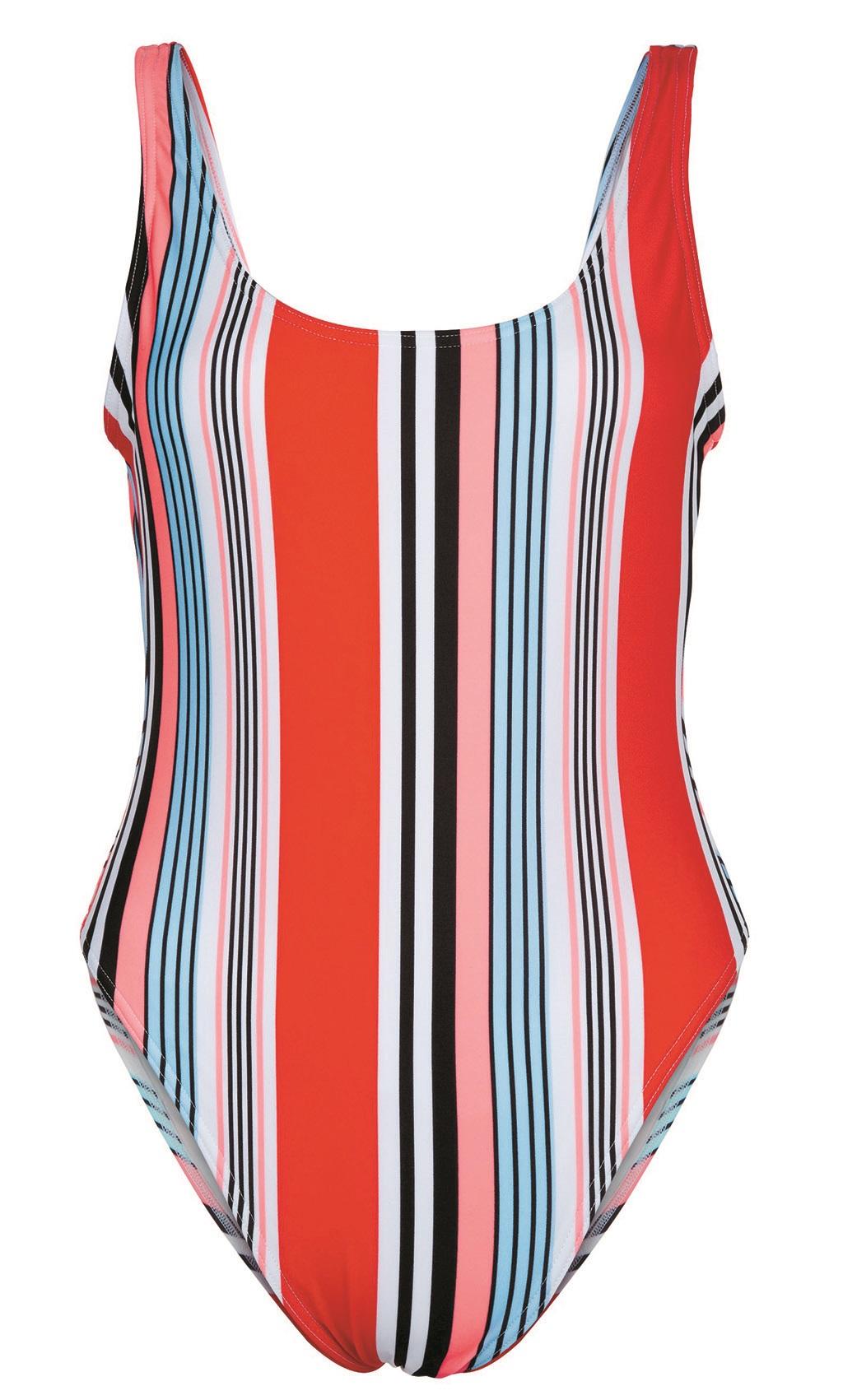New Look, Multicoloured Stripe High Leg Swimsuit, £17.99