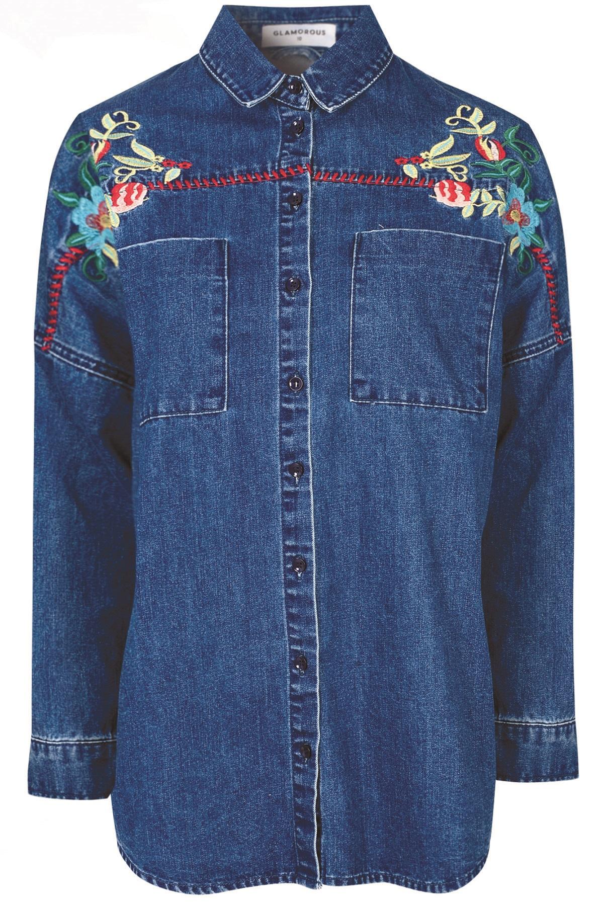 Glamorous, Embroidered Denim Shirt, £39