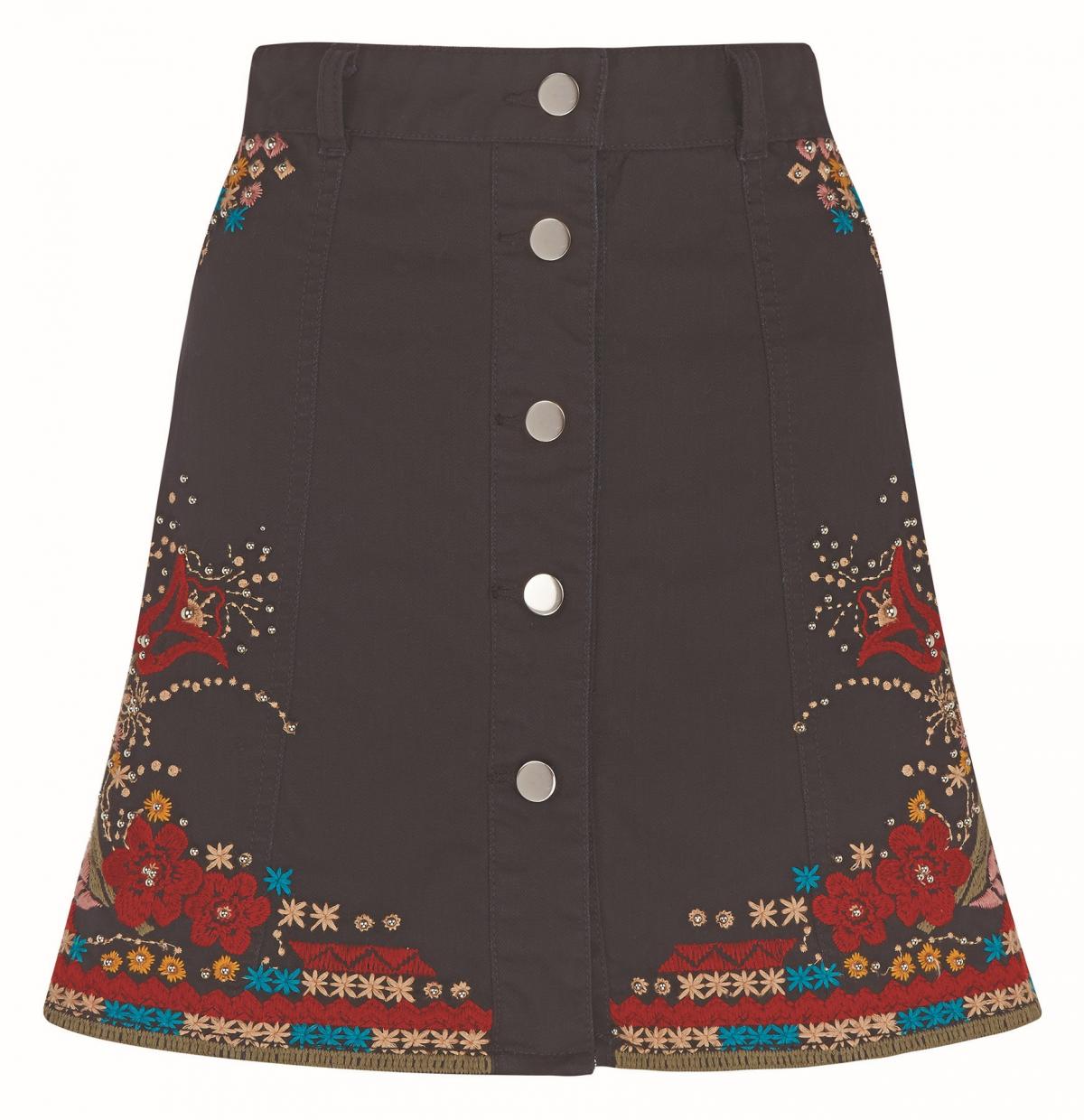 River Island, Limited Edition Embroidered Denim Skirt, £50