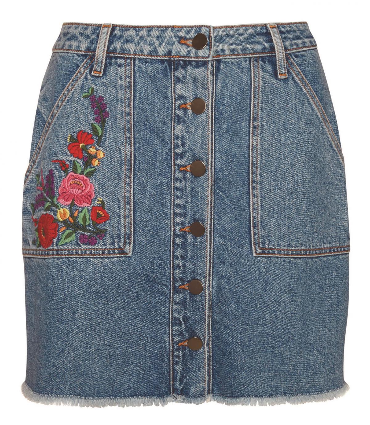 Primark, Embroidered Denim Skirt, £12