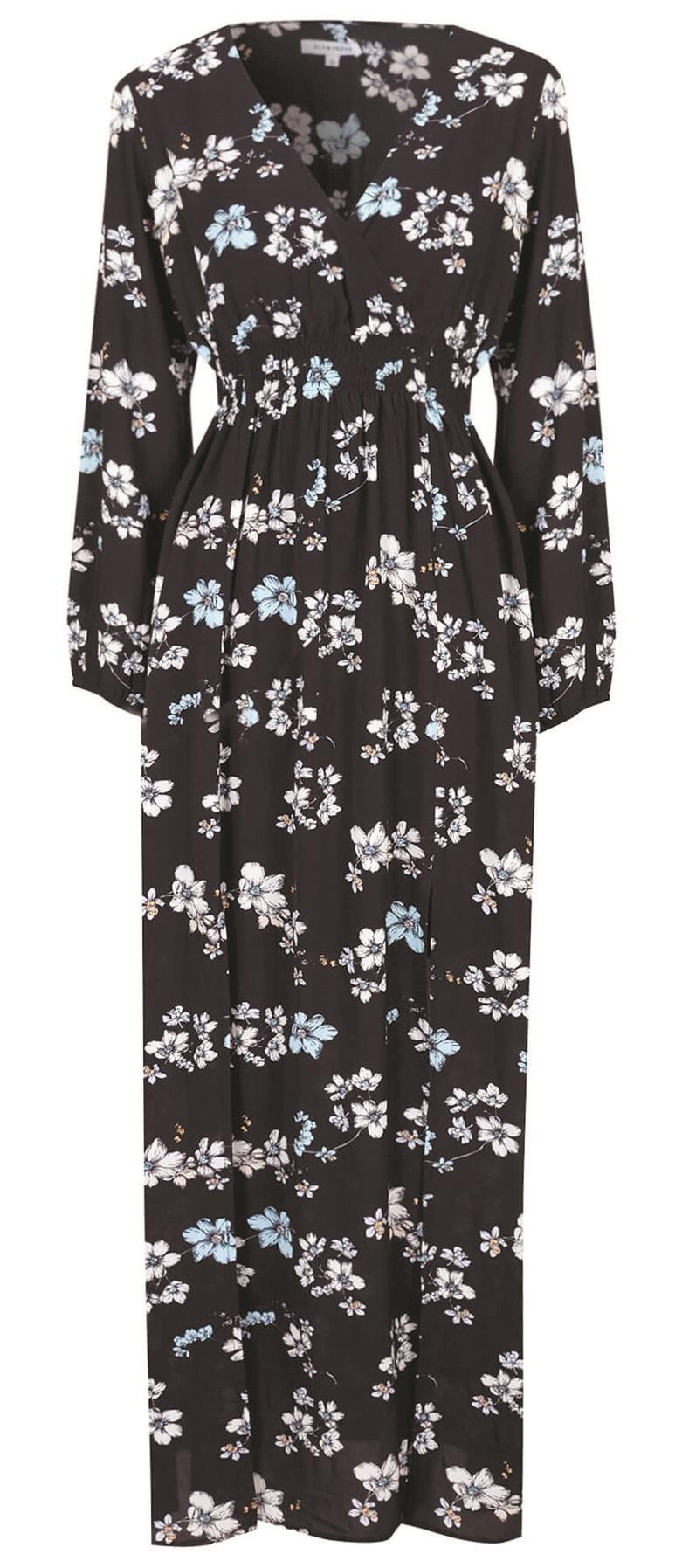 Glamorous, Black Maxi Dress with Orchid Print, £38