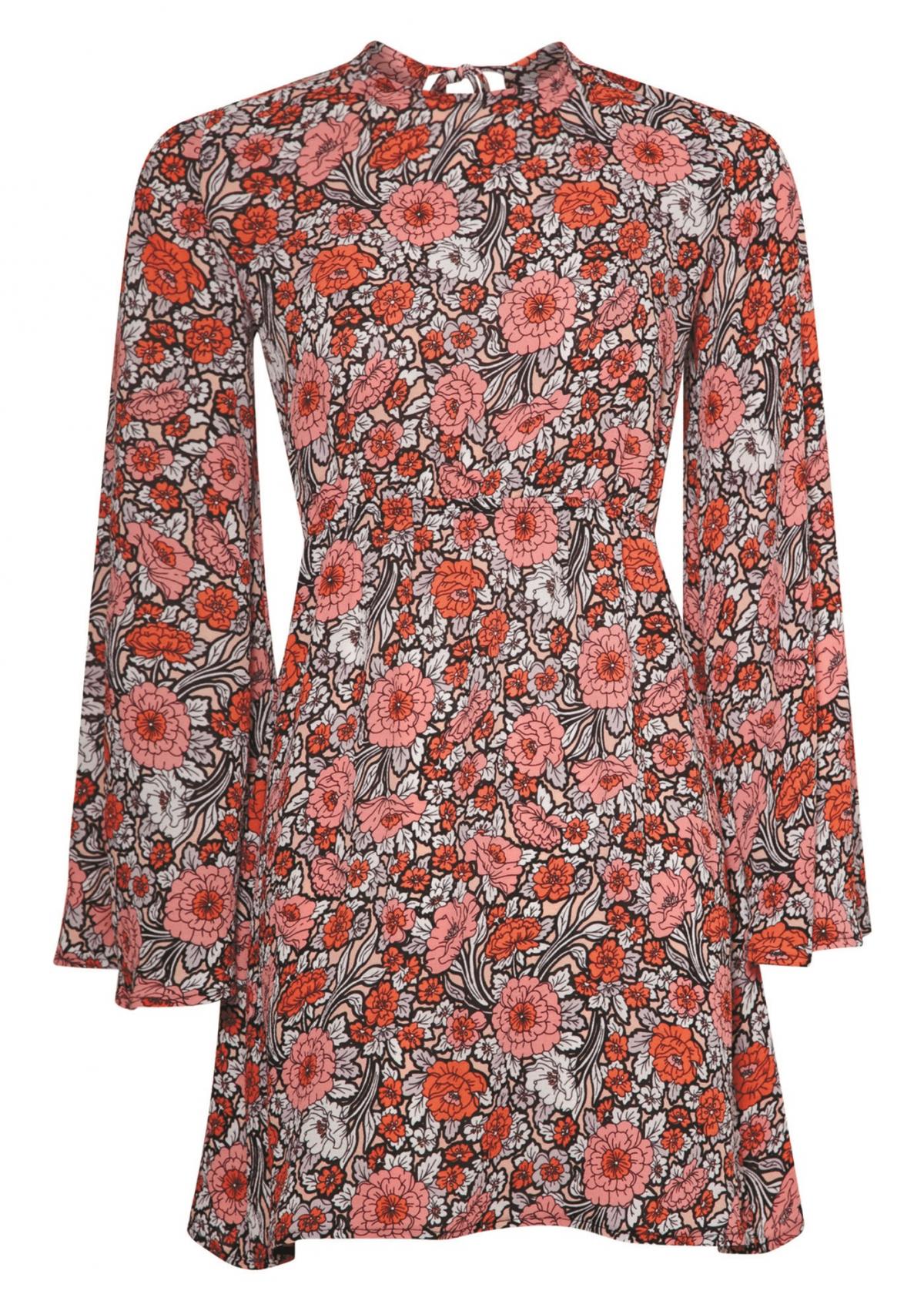 Pretty Little Thing, Nadya Floral Print Open Back Skater Dress, £25