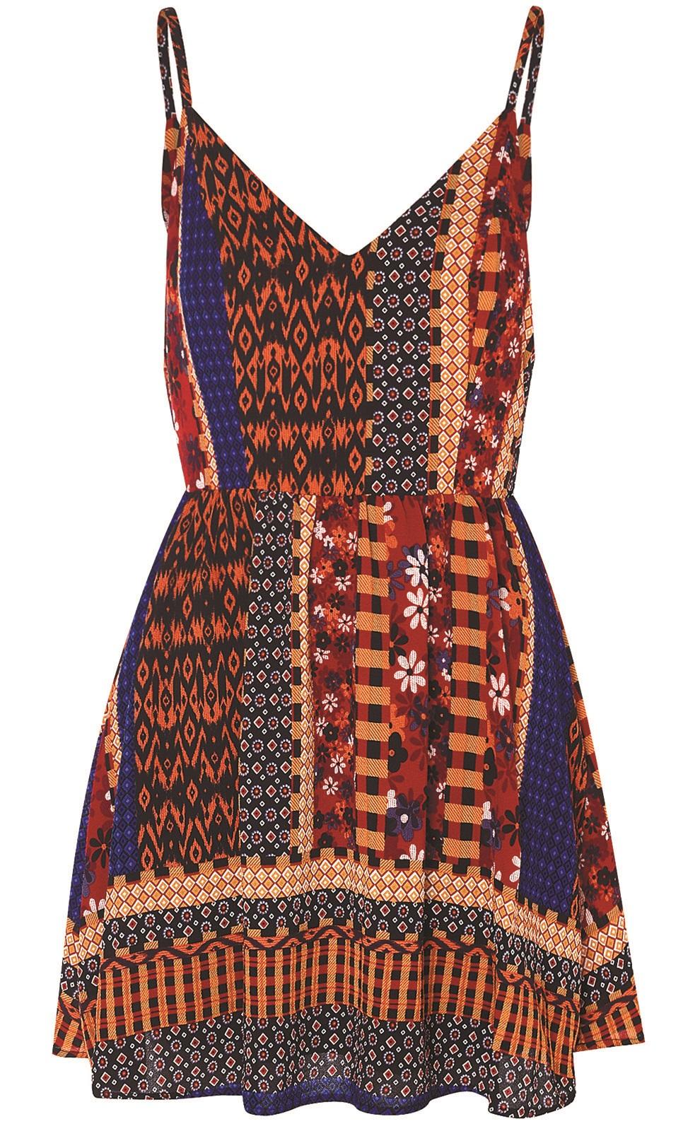 Glamorous, Orange Print Plunge Neckline Cami Dress, £24
