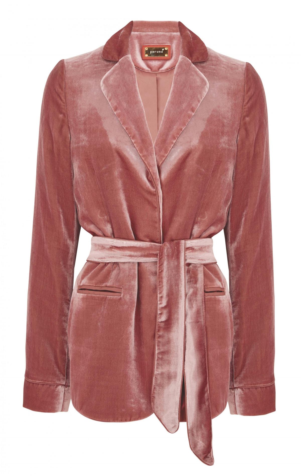 Marks and Spencer, Per Una Pink Velvet Belted Jacket, £79