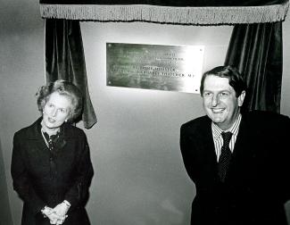 At the opening of the Hendon Times building on April 3, 1989
