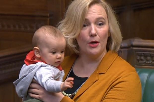 Walthamstow MP Stella Creasy cradling her baby (Photo: PA)