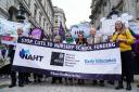 A protest is held in central London calling for more funding for early years nurseries. Credit: PA