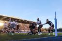 Owen Farrell scores a try for Saracens against Bristol