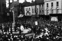 In memorium: large crowds attended the official opening of Barnet's war memorials. Chipping Barnet's, above, was unveiled by Sir Julian Byng on April 3, 1921