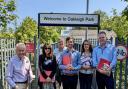 Labour candidate for Chipping Barnet Dan Tomlinson with campaigners outside Oakleigh Park station