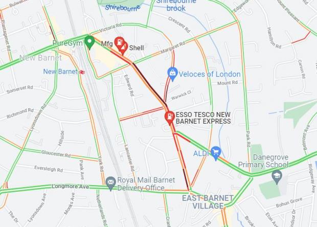 Times Series: Traffic in New Barnet by the Esso and Shell garages. Picture: Google Maps.