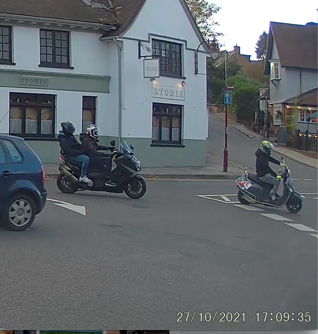 Dashcam footage, believed to be the motorcyclists involved