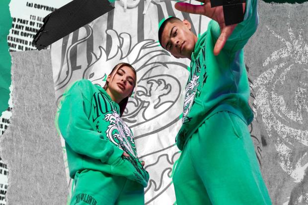 Times Series: BoohooMAN's new couples tracksuits, pictured.