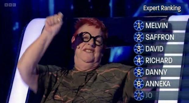 Times Series: Jo Brand comes last in The Wheel celebrity expert rankings. Credit: BBC