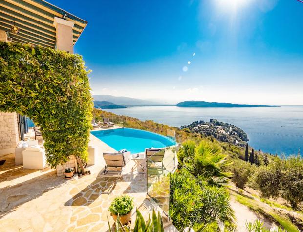 Times Series: Exquisite family villa with spectacular ocean views and heated infinity pool - Corfu, Greece.  1 credit