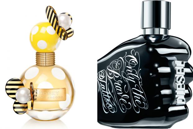 Times Series: (Left) Marc Jacobs Honey EDP and (right) Diesel Only the Brave Tattoo EDT (The Perfume Shop/Canva)