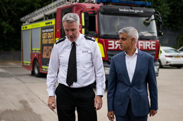 Times Series: The head of London Fire Brigade, Andy Roe and Mayor Sadiq Khan (PA)
