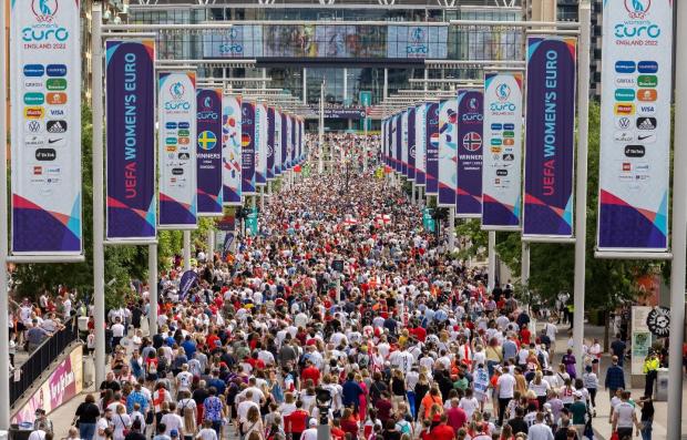 Times Series: Wembley Park welcomed thousands of fans ahead of the UEFA Women's EURO Final 2022 Credit: Wembley Park / Chris Winter 