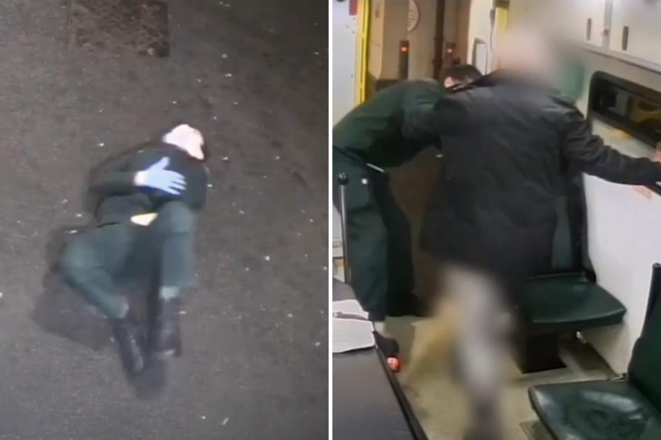 Londoner Sanitäter stürzte sich in schockierendem Video aus dem Krankenwagen