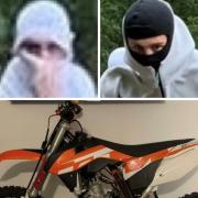 The bike and two men police believe could assist with enquiries Pictures: Hertfordshire Constabulary