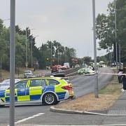 The closure on the A41 Edgware Way, pictured shortly before 8pm (July 21)