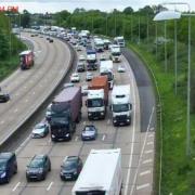 Traffic between J24 and J25 of M25 following the crash