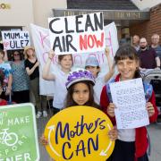 Barnet Mums for Lungs protest outside the office of Theresa Villiers MP yesterday (June 15)