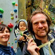 Little Robin Samuel loves climbing with mum and dad, even if he's only 18 months old!