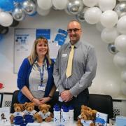 Fundraising... Hyper Hounds' Jane Pearman and Hendon Hospital director Stephen Wright