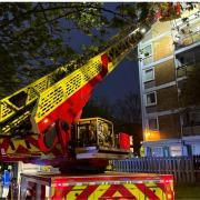 A 32-metre ladder was used to put out the fire in a 17 storey block in Albert Road