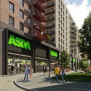 A CGI from Asda's plans to create a new town centre with a flagship store and homes in Park Royal